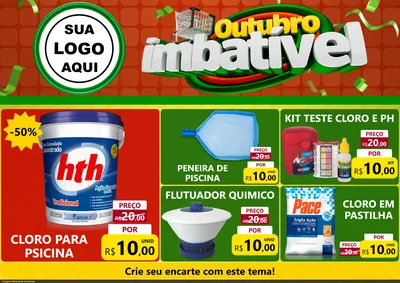 Modelo de Encarte para Encarte A4 Horizontal com o tema Outubro Imbatível para Produtos para Piscina