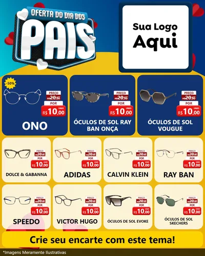 Modelo de Rede Social para Feed Instagram com o tema Oferta Do Dia Dos Pais para Óticas