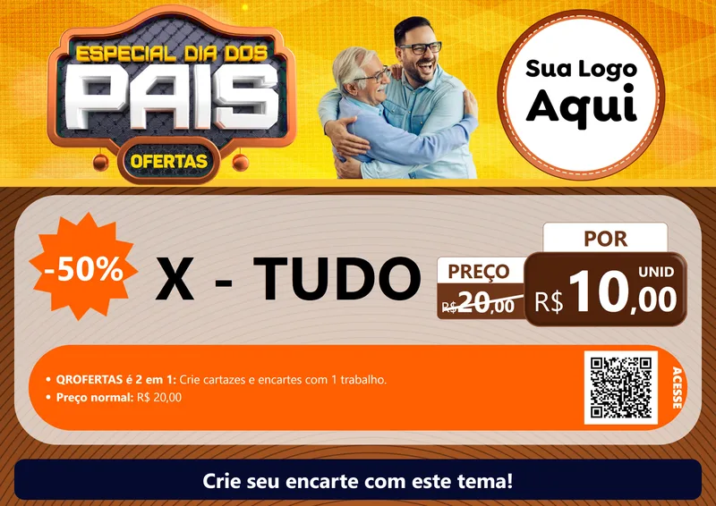 Modelo de Cartaz para Cartaz A4 Horizontal com o tema Especial Dia dos Pais para Hamburgueria