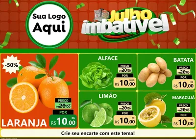 Modelo de Encarte para Encarte A4 Horizontal com o tema Julho Imbatível para Hortifrúti