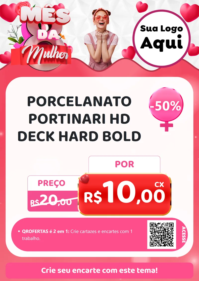 Modelo de Cartaz para Cartaz A4 Vertical com o tema Mês da Mulher para Pisos e revestimentos