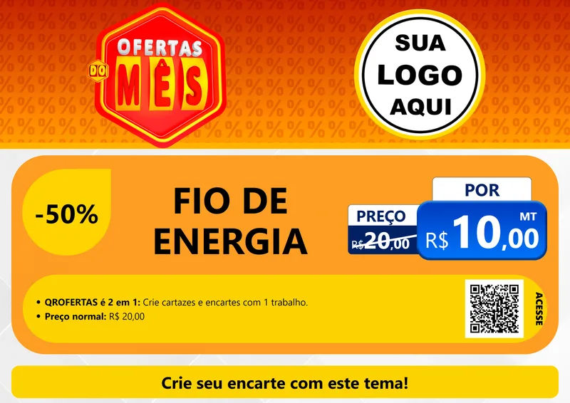 Modelo de Cartaz para Cartaz A4 Horizontal com o tema Ofertas do Mês para Materiais Elétricos