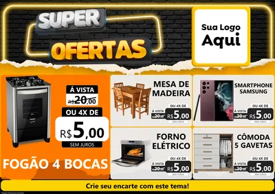 Modelo de Encarte para Encarte A4 Horizontal com o tema Super Ofertas para Móveis e Eletro