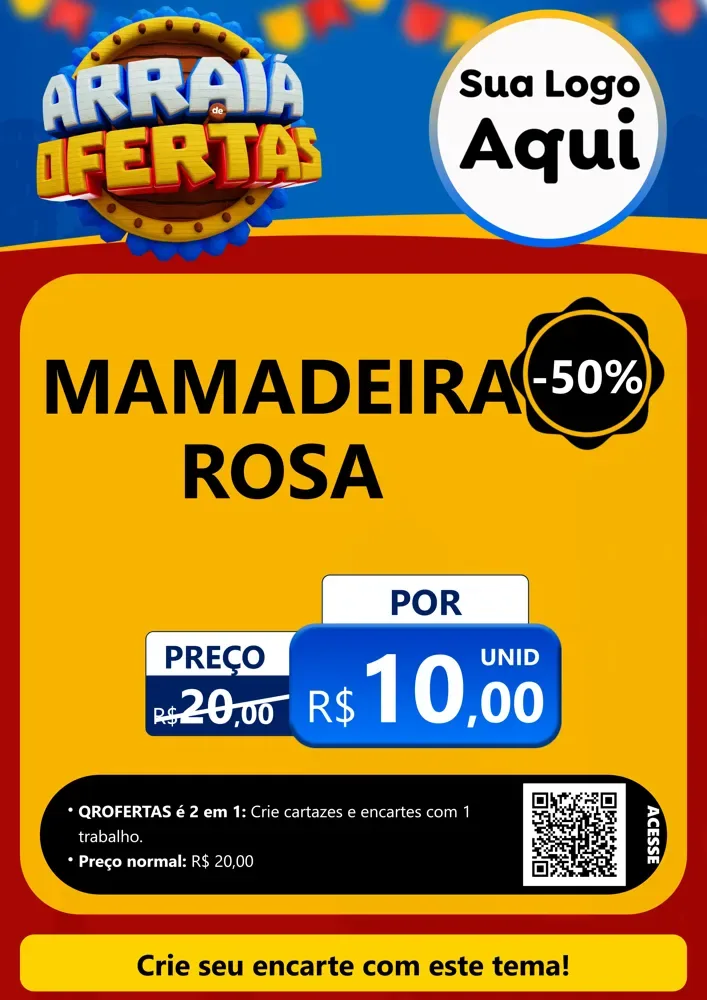 Modelo de Cartaz para Cartaz A4 Vertical com o tema Arraiá de Ofertas - Junina para Bebês
