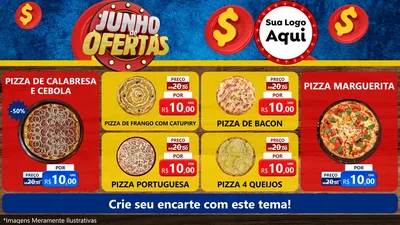 Modelo de TV para TV Horizontal com o tema Junho de Ofertas para Pizzaria