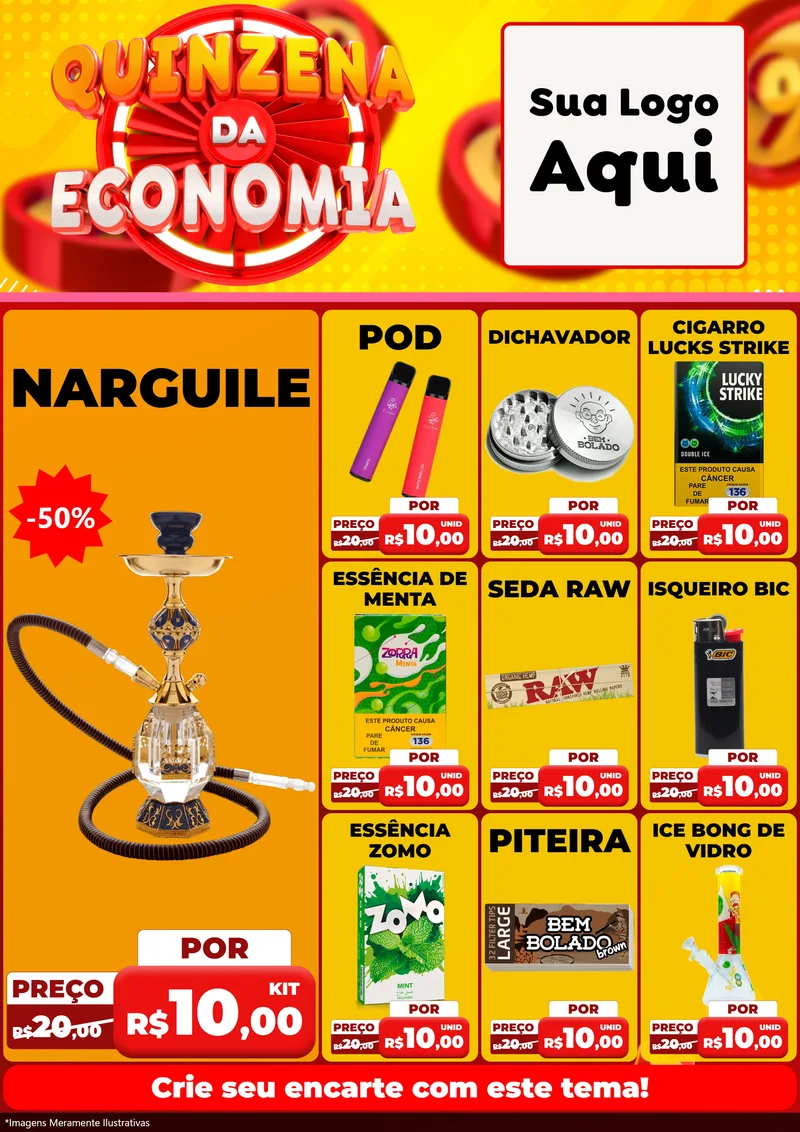 Modelo de Encarte para Encarte A4 Vertical com o tema Quinzena Da Economia para Tabacaria