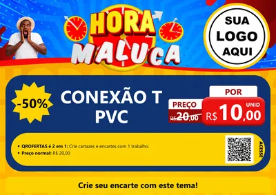 Modelo de Cartaz para Cartaz A4 Horizontal com o tema Hora Maluca para Tubos e conexões