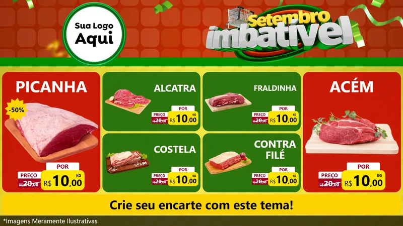 Modelo de TV para TV Horizontal com o tema Setembro Imbatível para Açougue
