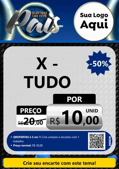 Modelo de Cartaz para Cartaz A4 Vertical com o tema Sorteio Dia Dos Pais para Hamburgueria