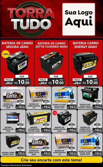 Modelo de Encarte para Encarte Grande com o tema Torra Tudo para Baterias Elétricas