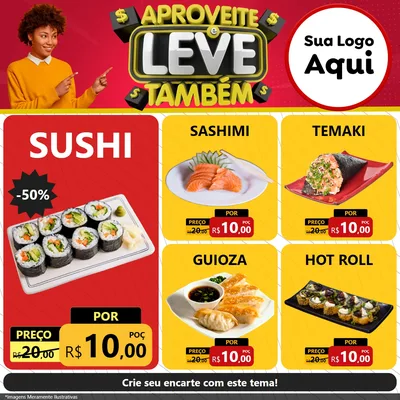 Modelo de Rede Social para Feed Facebook com o tema Aproveite e Leve Também para Comida japonesa