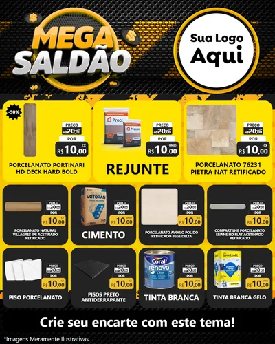Modelo de Rede Social para Feed Instagram com o tema Mega Saldão para Pisos e revestimentos