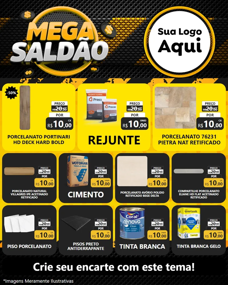 Modelo de Rede Social para Feed Instagram com o tema Mega Saldão para Pisos e revestimentos