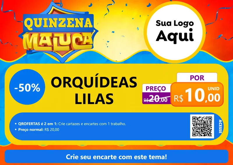Modelo de Cartaz para Cartaz A4 Horizontal com o tema Quinzena Maluca para Floricultura e jardim