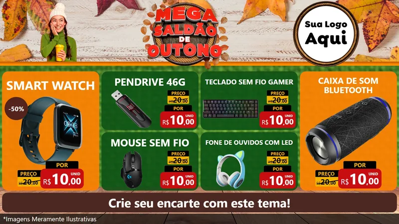 Modelo de TV para TV Horizontal com o tema Mega Saldão de Outono para Informática