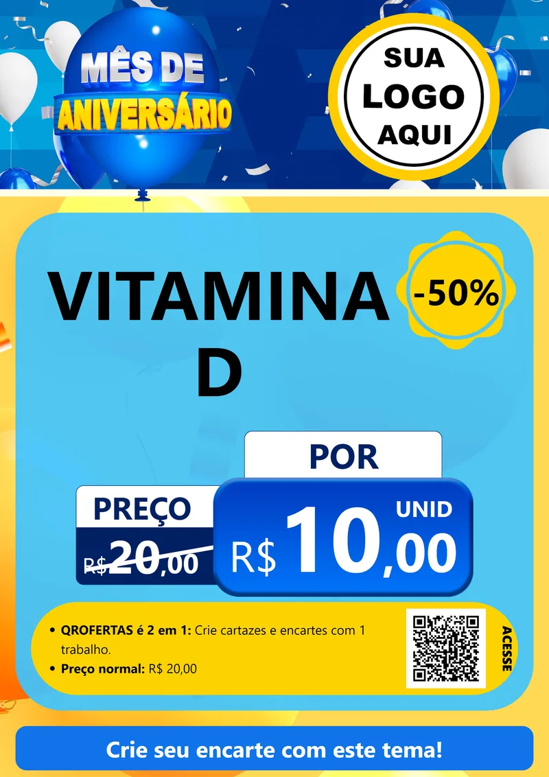 Modelo de Cartaz para Cartaz A4 Vertical com o tema Mês de Aniversário para Farmácia
