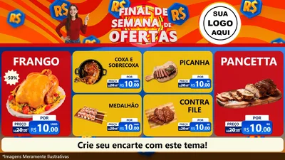 Modelo de TV para TV Horizontal com o tema Final de Semana de Ofertas para Assados