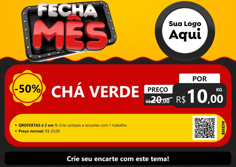 Modelo de Cartaz para Cartaz A4 Horizontal com o tema Fecha Mês para Produtos Naturais