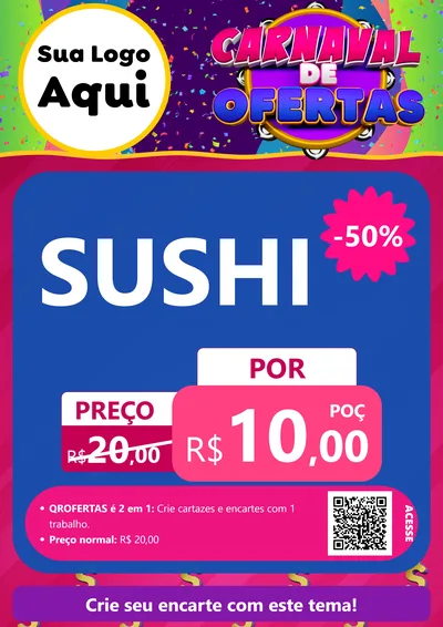 Modelo de Cartaz para Cartaz A4 Vertical com o tema Carnaval de Ofertas para Comida japonesa