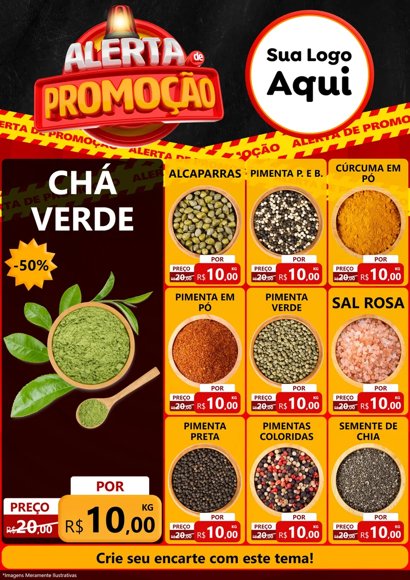 Modelo de Encarte para Encarte A4 Vertical com o tema Alerta de Promoção para Produtos Naturais