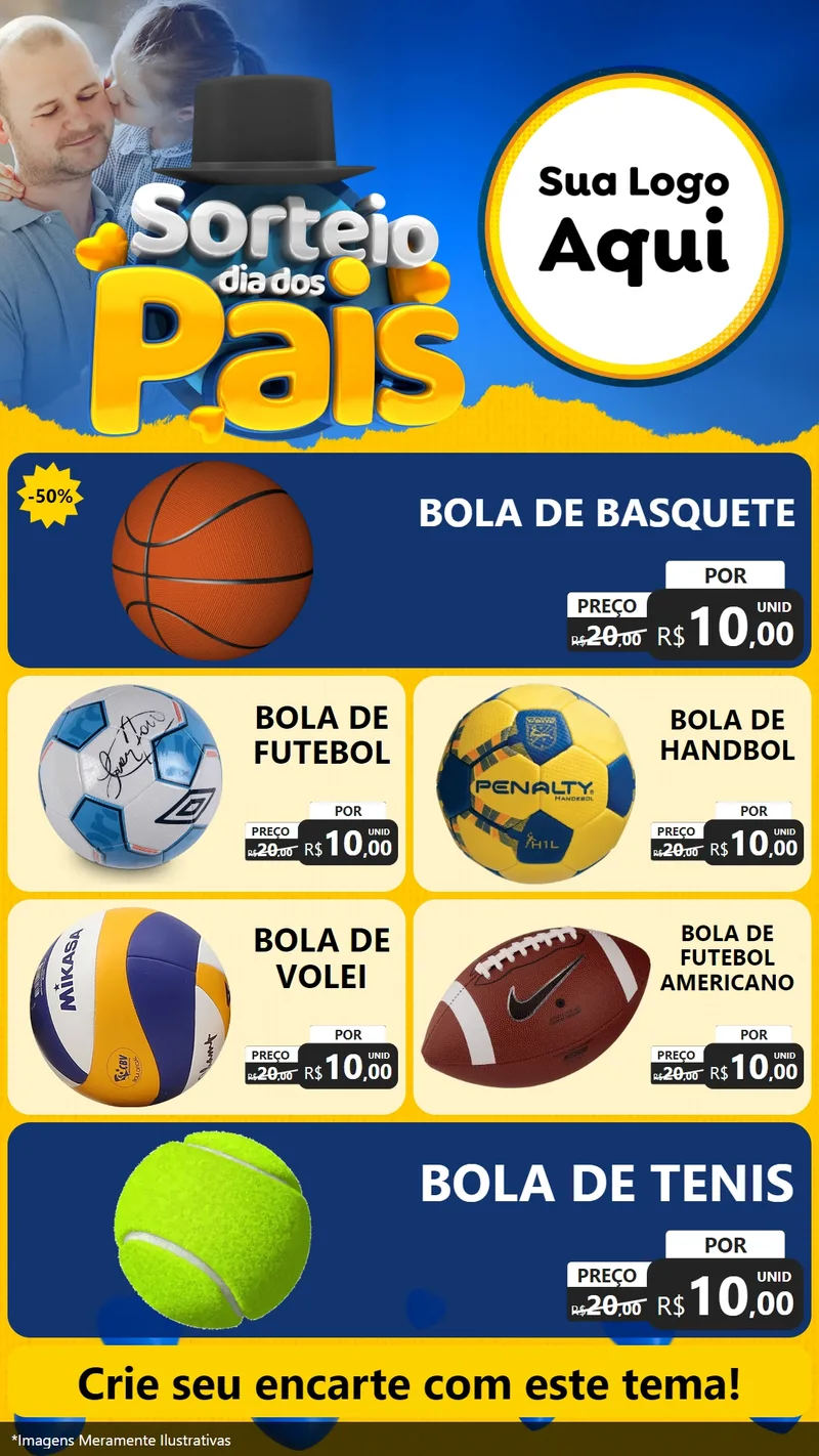 Modelo de TV para TV Vertical com o tema Sorteio Dia Dos Pais para Artigos Esportivos