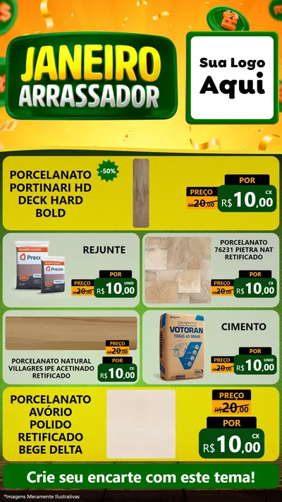 Modelo de TV para TV Vertical com o tema Janeiro Arrasador para Pisos e revestimentos