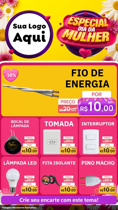 Modelo de Rede Social para Stories com o tema Especial Dia da Mulher para Materiais Elétricos