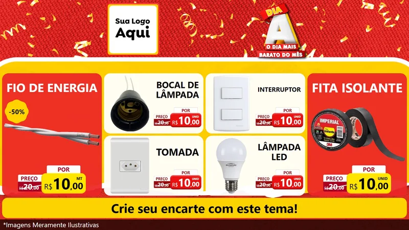 Modelo de TV para TV Horizontal com o tema Dia A o Dia Mais Barato do Mês para Materiais Elétricos