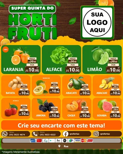 Modelo de Rede Social para Feed Instagram com o tema Super Quinta do Hortifruti para Hortifrúti