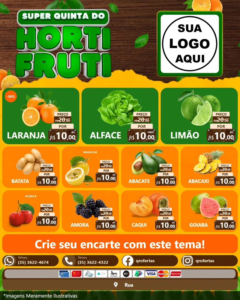 Modelo de Rede Social para Feed Instagram com o tema Super Quinta do Hortifruti para Hortifrúti