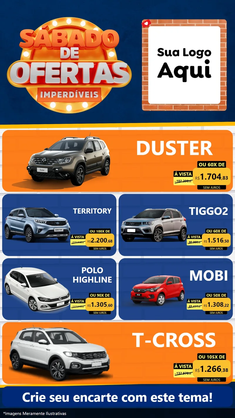 Modelo de TV para TV Vertical com o tema Sábado de Ofertas Imperdíveis para Concessionaria de Carros
