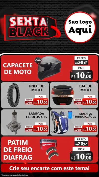 Modelo de TV para TV Vertical com o tema Sexta Black para Moto peças