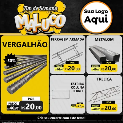 Modelo de Rede Social para Feed Facebook com o tema Fim de Semana Maluco para Ferragens