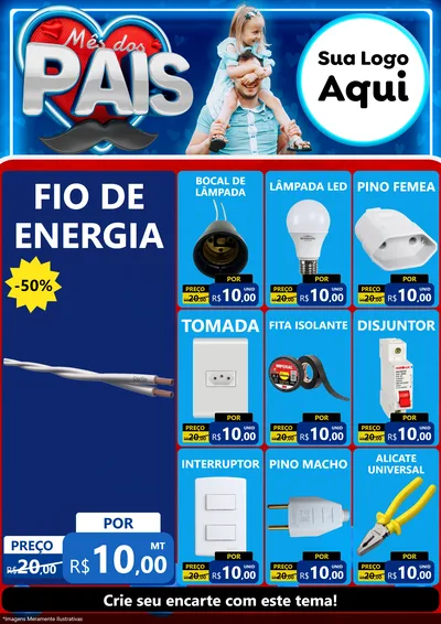 Modelo de Encarte para Encarte A4 Vertical com o tema Mês Dos Pais para Materiais Elétricos