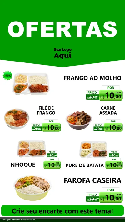 Modelo de TV para TV Vertical com o tema Ofertas Verde Cartaz para Restaurante