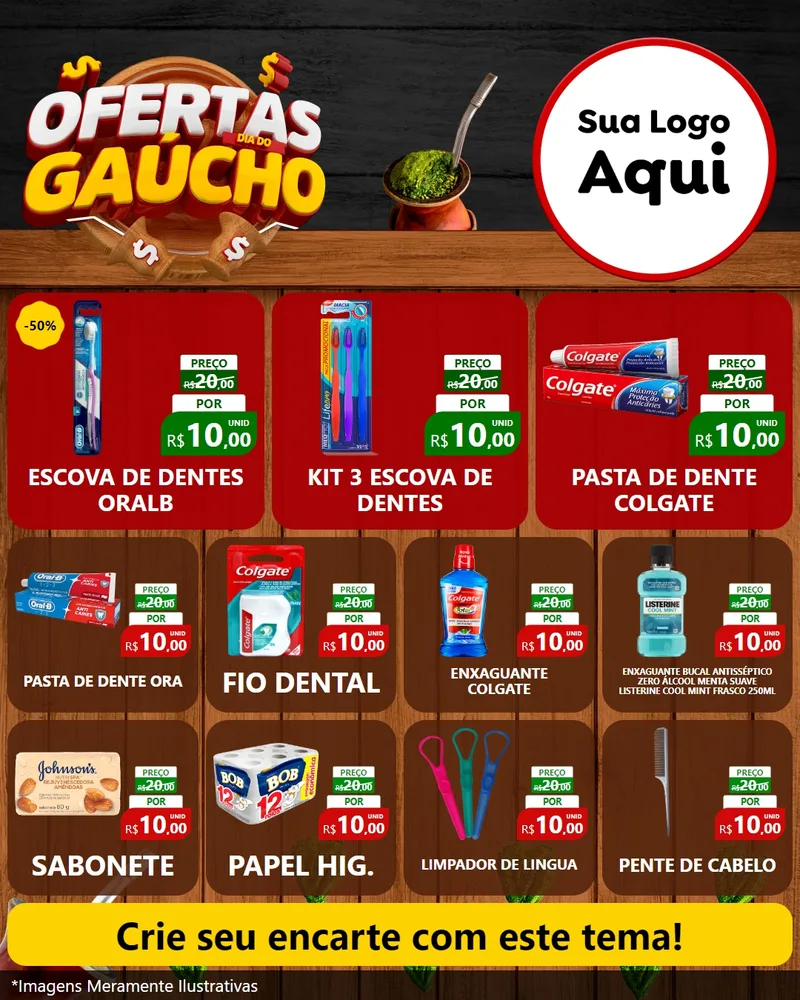 Modelo de Rede Social para Feed Instagram com o tema Ofertas Dia do Gaúcho para Higiene Pessoal