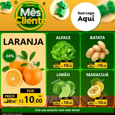 Modelo de Rede Social para Feed Facebook com o tema Especial Mês do Cliente para Hortifrúti