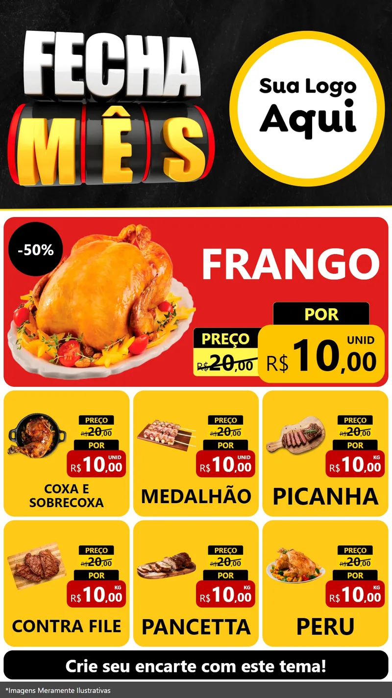 Modelo de Rede Social para Stories com o tema Fecha Mês para Assados