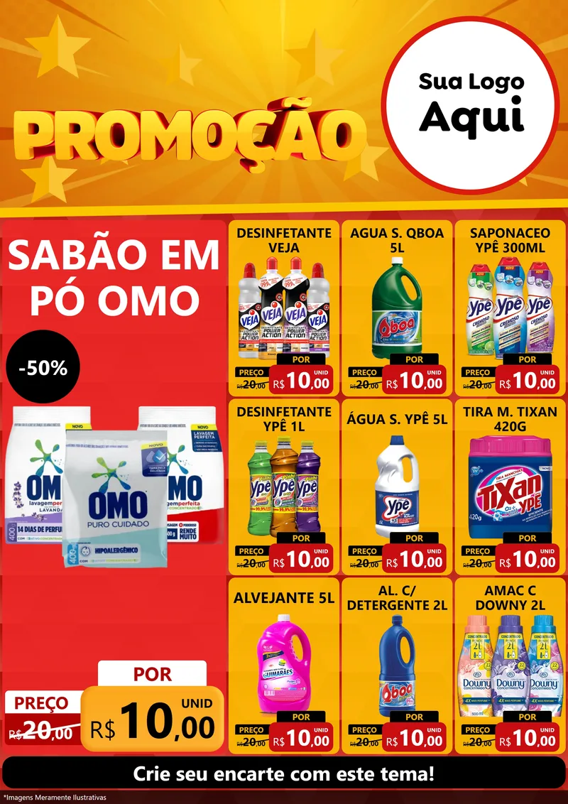 Modelo de Encarte para Encarte A4 Vertical com o tema Promoção para Produtos de Limpeza