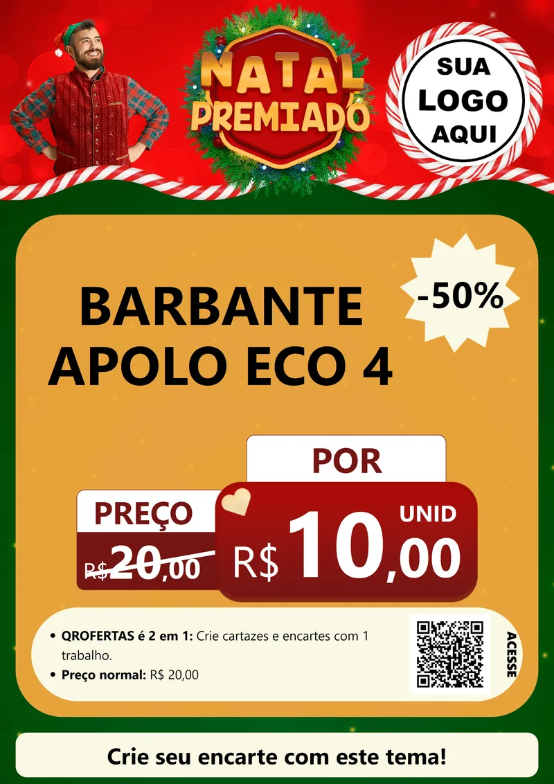 Modelo de Cartaz para Cartaz A4 Vertical com o tema Natal Premiado para Armarinho e Aviamentos