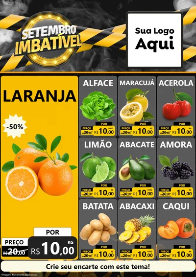 Modelo de Encarte para Encarte A4 Vertical com o tema Setembro Imbatível para Hortifrúti