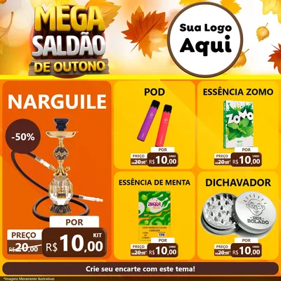 Modelo de Rede Social para Feed Facebook com o tema Mega Saldão de Outono para Tabacaria