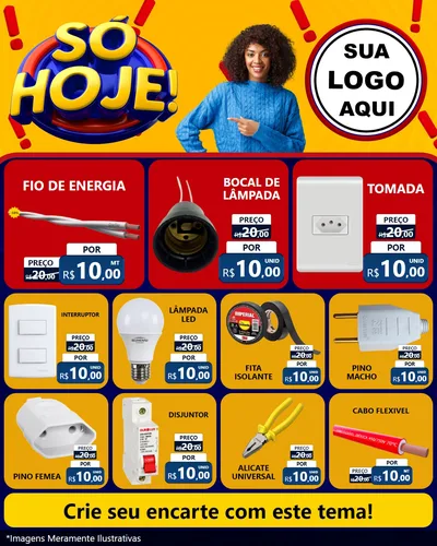 Modelo de Rede Social para Feed Instagram com o tema Só Hoje! para Materiais Elétricos