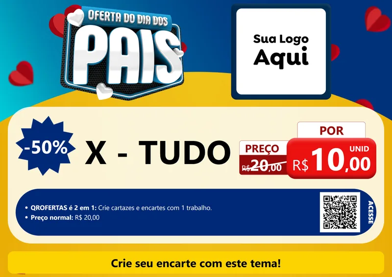 Modelo de Cartaz para Cartaz A4 Horizontal com o tema Oferta Do Dia Dos Pais para Hamburgueria