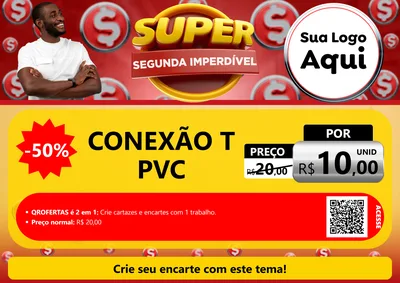 Modelo de Cartaz para Cartaz A4 Horizontal com o tema Super Segunda Imperdível para Tubos e conexões