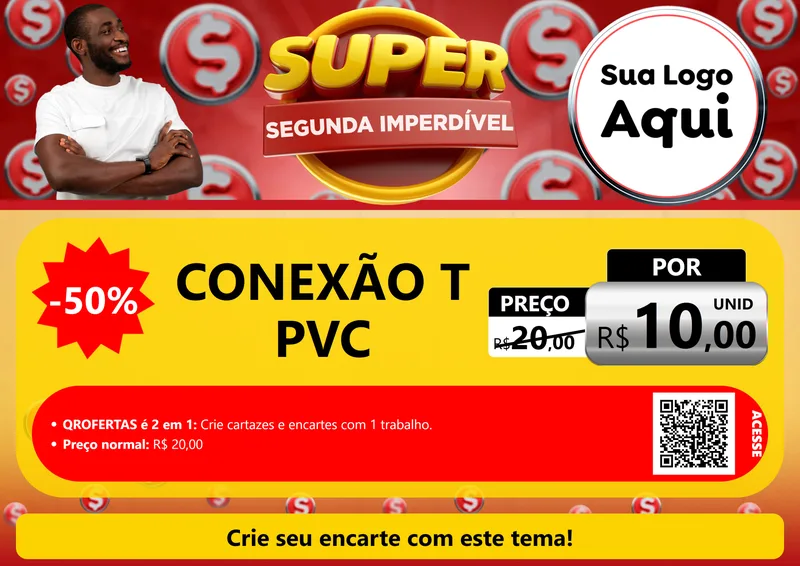 Modelo de Cartaz para Cartaz A4 Horizontal com o tema Super Segunda Imperdível para Tubos e conexões