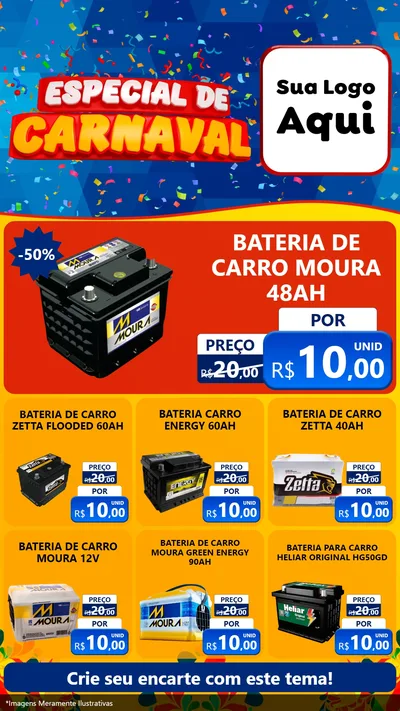 Modelo de Rede Social para Stories com o tema Especial de Carnaval para Baterias Elétricas