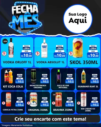 Modelo de Rede Social para Feed Instagram com o tema Fecha Mês para Distribuidora de bebidas