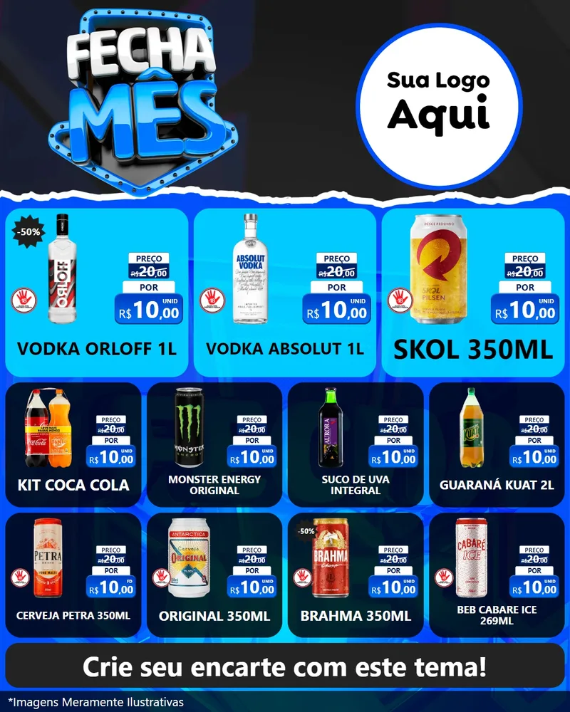 Modelo de Rede Social para Feed Instagram com o tema Fecha Mês para Distribuidora de bebidas