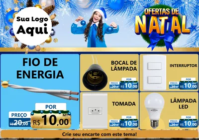 Modelo de Encarte para Encarte A4 Horizontal com o tema Ofertas de Natal para Materiais Elétricos